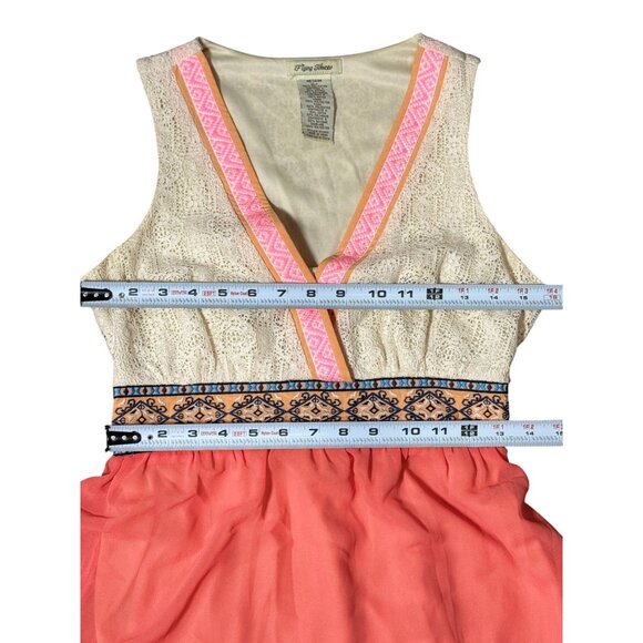 Flying Tomato Maxi Dress Size Medium V-neck Sleeveless Coral Boho Peasant Beach - Picture 12 of 14